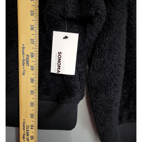 Sonoma Ivory Sherpa Cozy Soft Sweater Womens XXL Faux Fur Fleece Black New - Picture 6 of 11